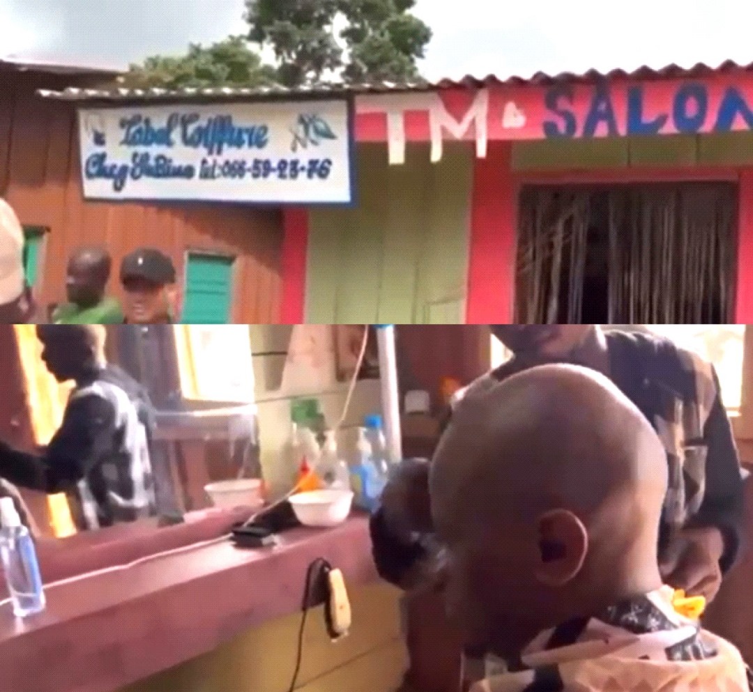 Toujours plus près du peuple : Oligui se tape un « covo dibemba » chez un petit coiffeur de Makokou.